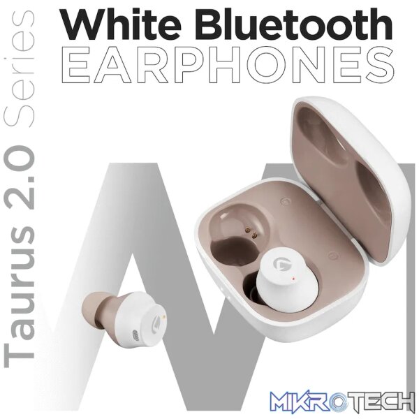 Volkano Taurus Series 2.0 True Wireless Earphones - White - Image 6