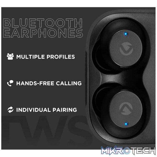 Volkano Taurus Series 2.0 True Wireless Earphones with Charging Case - Black - Image 7