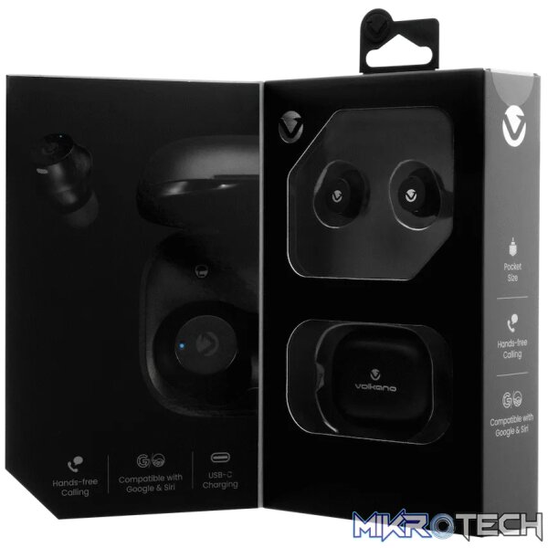 Volkano Taurus Series 2.0 True Wireless Earphones with Charging Case - Black - Image 10