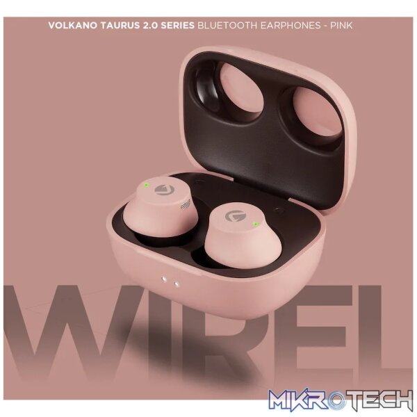 Volkano Taurus Series 2.0 True Wireless Earphones with Charging Case - Pink - Image 8