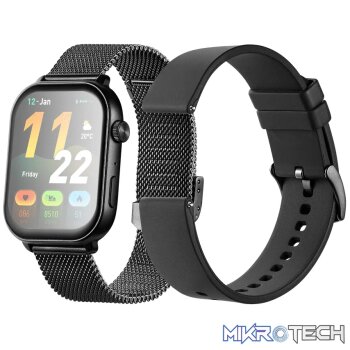 Volkano Trinity Series Smartwatch with Metal Mesh Strap - Black