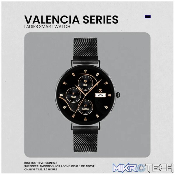 Volkano Valencia Series Ladies Smart Watch - Black - Image 12