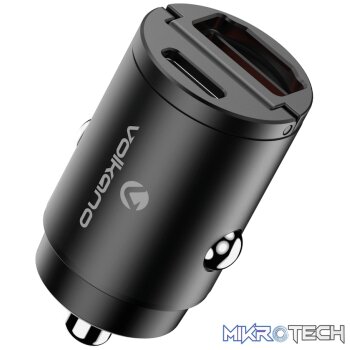 Volkano Veilix Series 45w PD Dual USB-A and USB-C Ultra Small Car Charger - Black