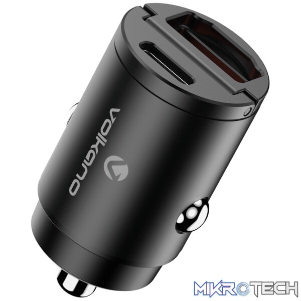 Volkano Veilix Series 45w PD Dual USB-A and USB-C Ultra Small Car Charger - Black Volkano Veilix Series 45w PD Dual USB-A and USB-C Ultra Small Car Charger - Black