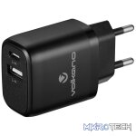 Volkano Volt-C Series Dual USB and USB-C Wall Charger with USB to USB-C Cable Included