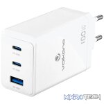 Volkano WattPro Series Triple Port 100W GanN Wall Charger - White