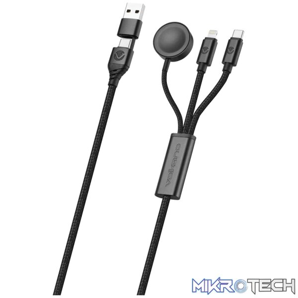 Volkano Weave Series 100W Braided 5-in-1 Charge and Data Cable 1m - Black - Image 2