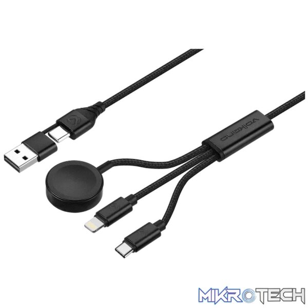 Volkano Weave Series 100W Braided 5-in-1 Charge and Data Cable 1m - Black - Image 3