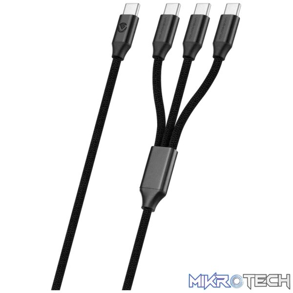 Volkano Weave Series 100w 3-in-1 Charge Cable (3 x Type C) - Black - Image 2