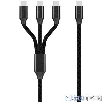 Volkano Weave Series 100w 3-in-1 Charge Cable (3 x Type C) - Black
