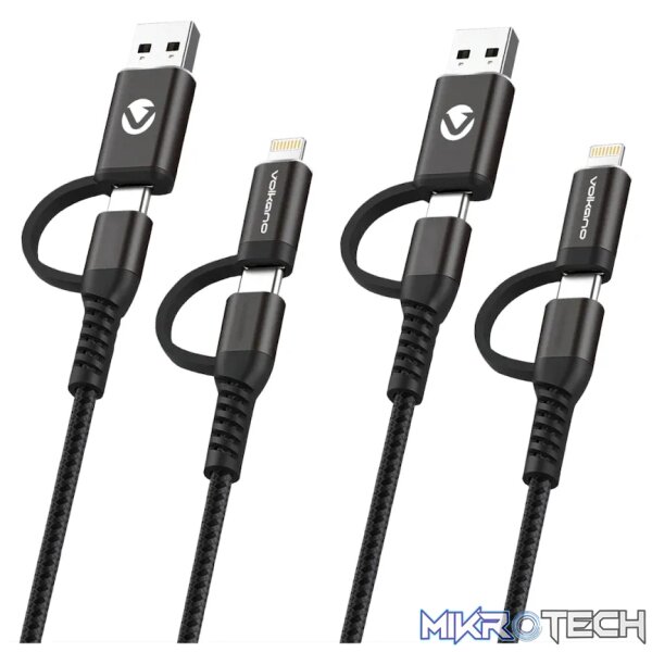 Volkano Weave Series 4-in-1 Cable Two Pack - 1.2m/4ft & 1.8m/6ft - Image 2