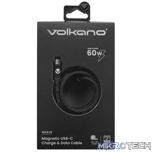 Volkano Weave Series 60w Magnetic Type-C Cable - Black - Image 2