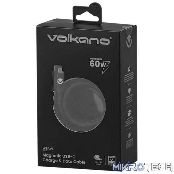 Volkano Weave Series 60w Magnetic Type-C Cable - Black - Image 3
