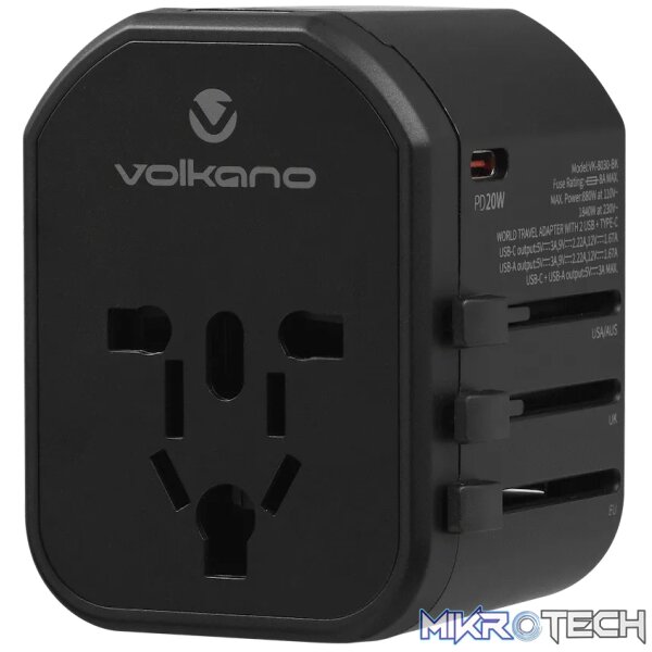 Volkano Worldwide Series Travel Adapter PD 25w + QC Volkano Worldwide Series Travel Adapter PD 25w + QC