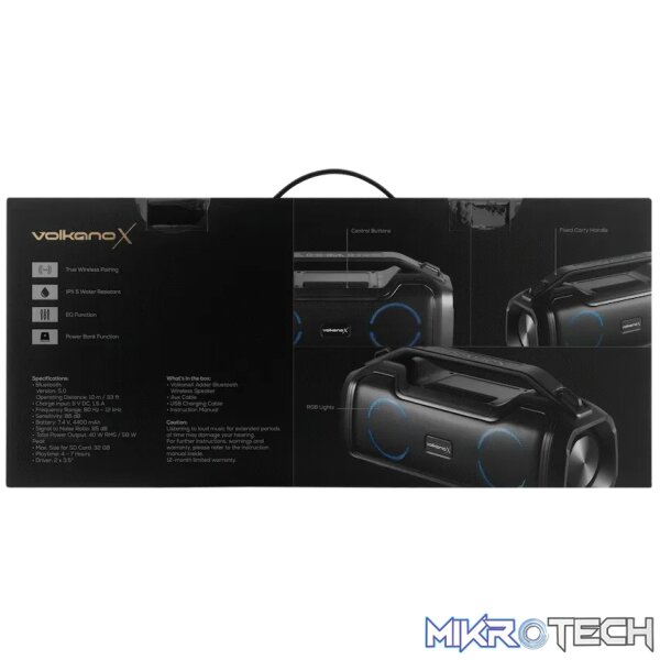 VolkanoX Adder Series Bluetooth Speaker - Black - Image 12