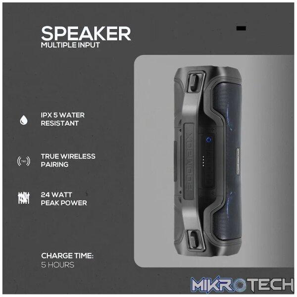 VolkanoX Adder Series Bluetooth Speaker - Black - Image 5
