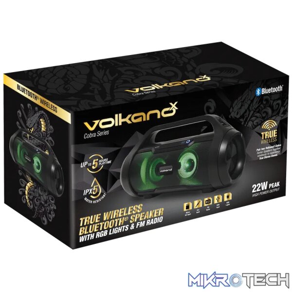 VolkanoX Cobra Series Bluetooth Speaker - Black - Image 2