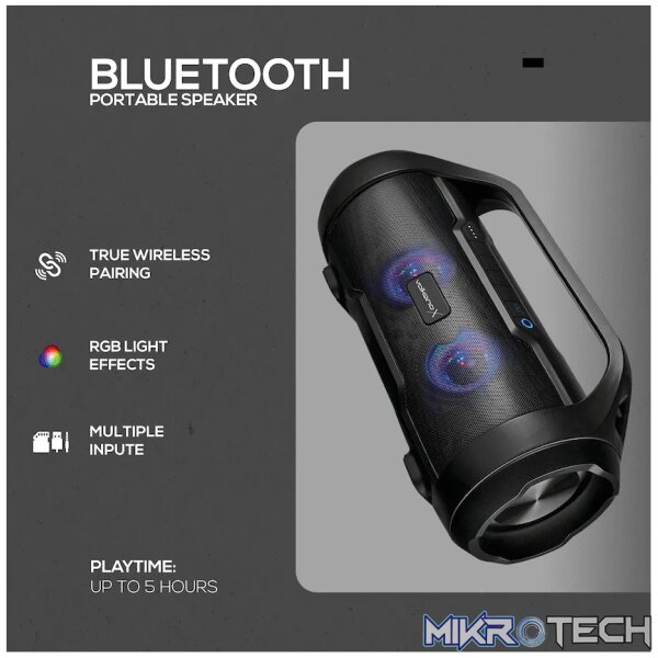 VolkanoX Cobra Series Bluetooth Speaker - Black - Image 4