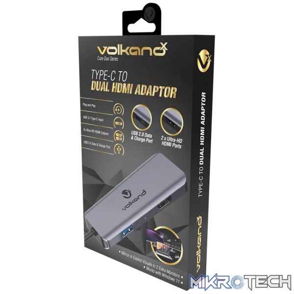 VolkanoX Core Duo HDMI Type-C to Dual HDMI Adaptor - Image 2