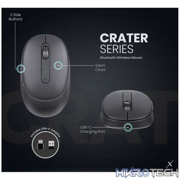 VolkanoX Crater Bluetooth Wireless Mouse - Graphite - Image 11