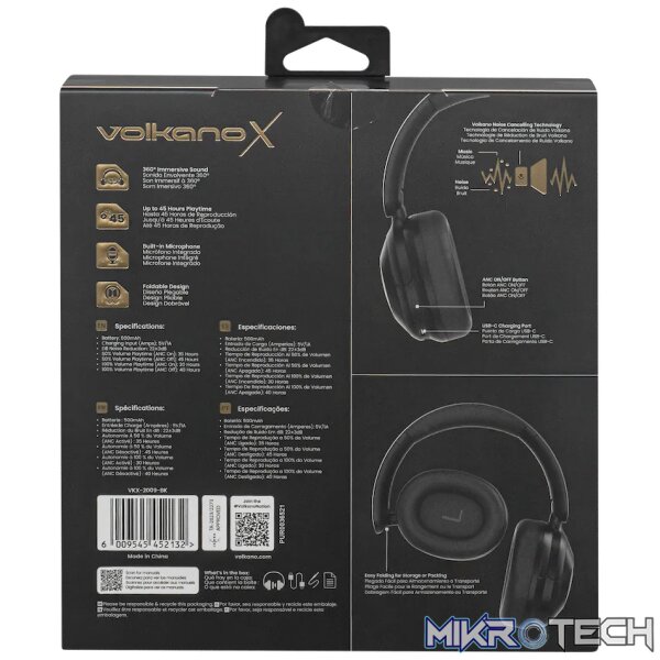 VolkanoX Halo ANC Bluetooth Headphone - Black - Image 10