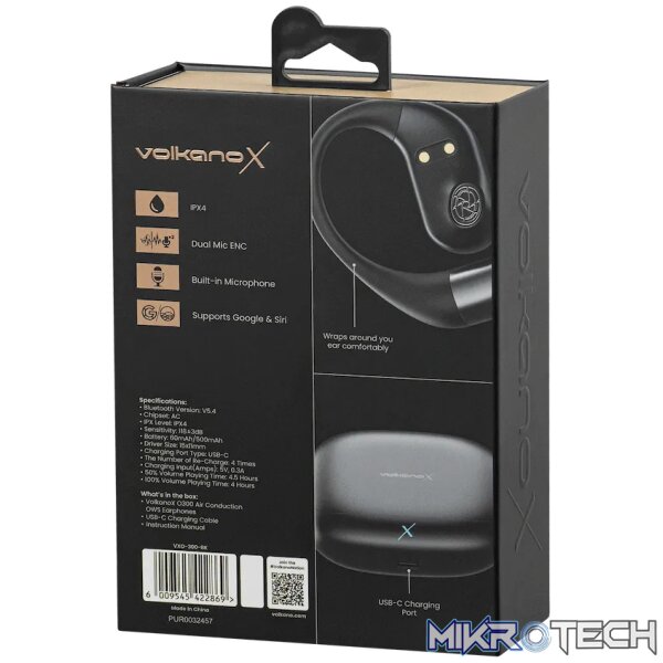 VolkanoX O300 Air Conduction OWS Earphones - Black - Image 4