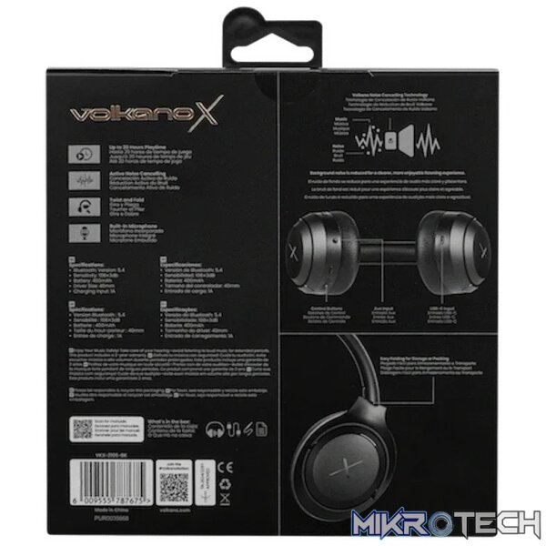 VolkanoX VXH100 Bluetooth Headphones with ANC  - Black - Image 9