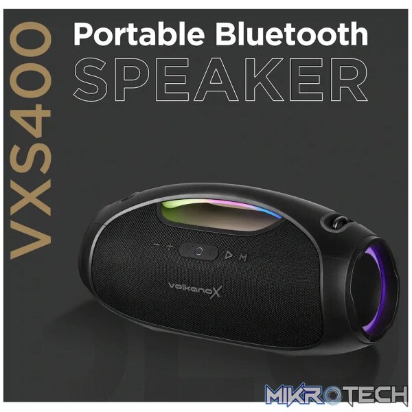 VolkanoX VXS400 Portable Bluetooth Speaker - Black - Image 3