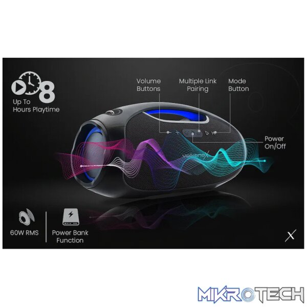 VolkanoX VXS400 Portable Bluetooth Speaker - Black - Image 10