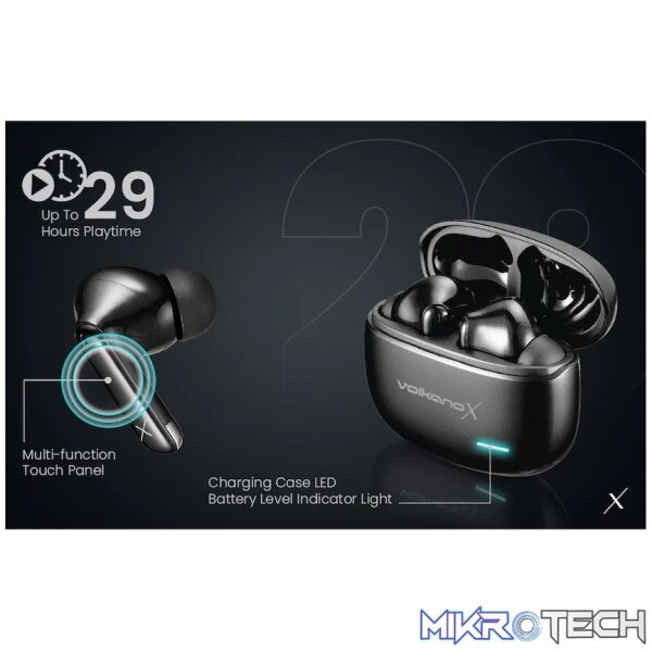 VolkanoX VXT200S Hybrid ANC TWS Earphones - Black - Image 12