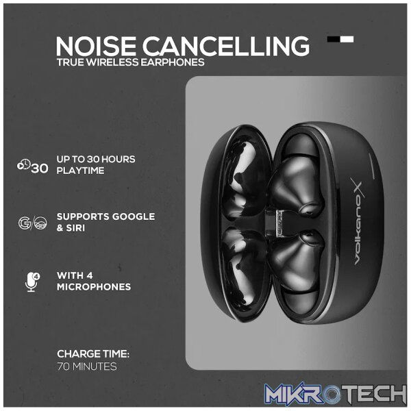VolkanoX VXT200S Hybrid ANC TWS Earphones - Black - Image 6