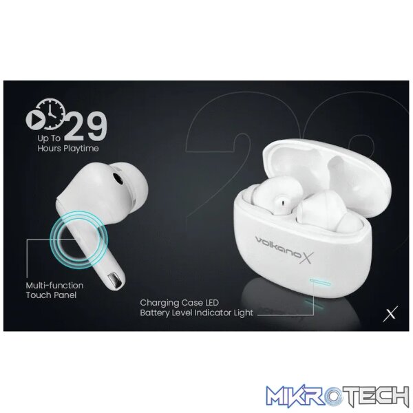 VolkanoX VXT200S Hybrid ANC TWS Earphones - White - Image 13