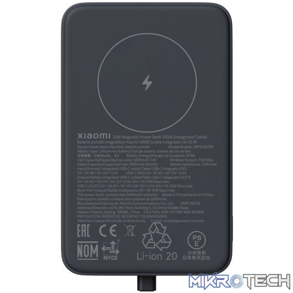 Xiaomi 33W Power Bank 10000 (Integrated Cable)-Grey - Image 3