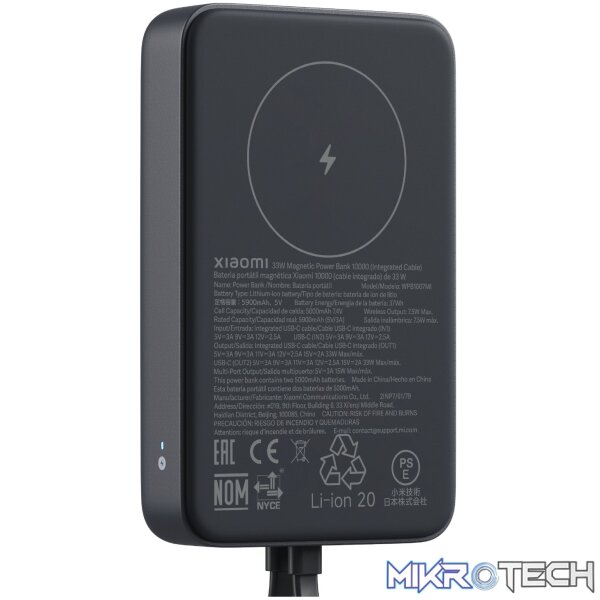 Xiaomi 33W Power Bank 10000 (Integrated Cable)-Grey - Image 4