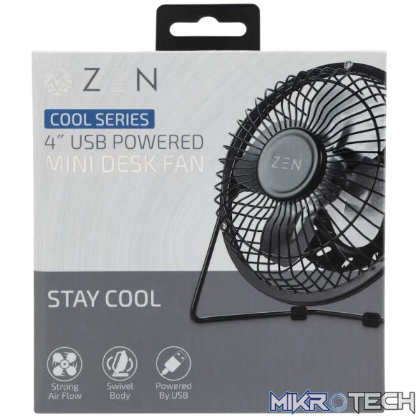 ZEN Cool Series 4 inch Mini Desk Fan - Black - Image 3