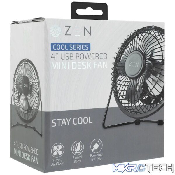 ZEN Cool Series 4 inch Mini Desk Fan - Black - Image 4