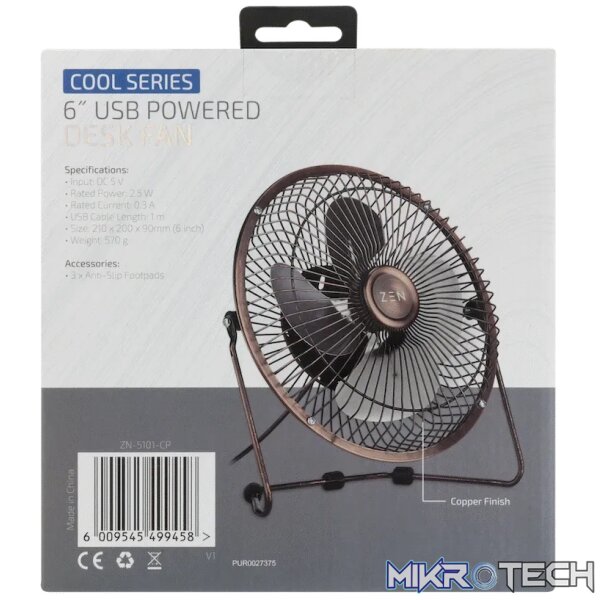 Zen Cool Series 6in Desk Fan - Copper - Image 7