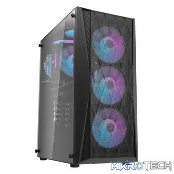darkFlash Computer Case DK352 Plus - Black (with 4 ARGB Fans)