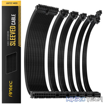 Antec 300mm Sleeved Braided Power Extension Cable Kit - Black 