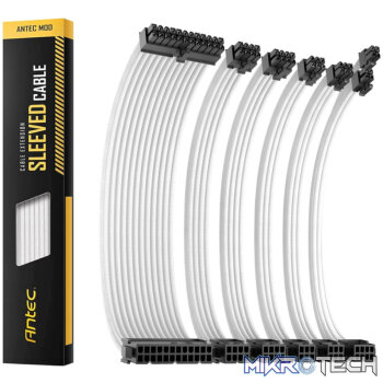 Antec 300mm Sleeved Braided Power Extension Cable Kit – White