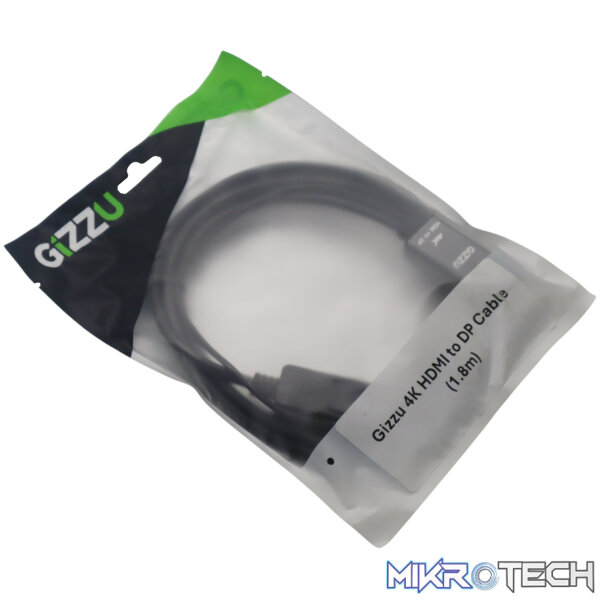 Gizzu 4K HDMI to DP Cable (1.8m) - Black - Image 4