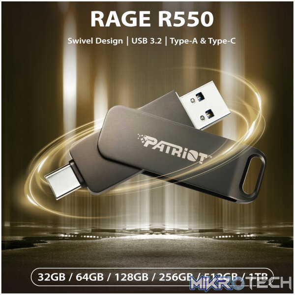 Patriot Rage R550 128GB USB3.2 Swing Type A to Type-C Flash Drive - Image 5