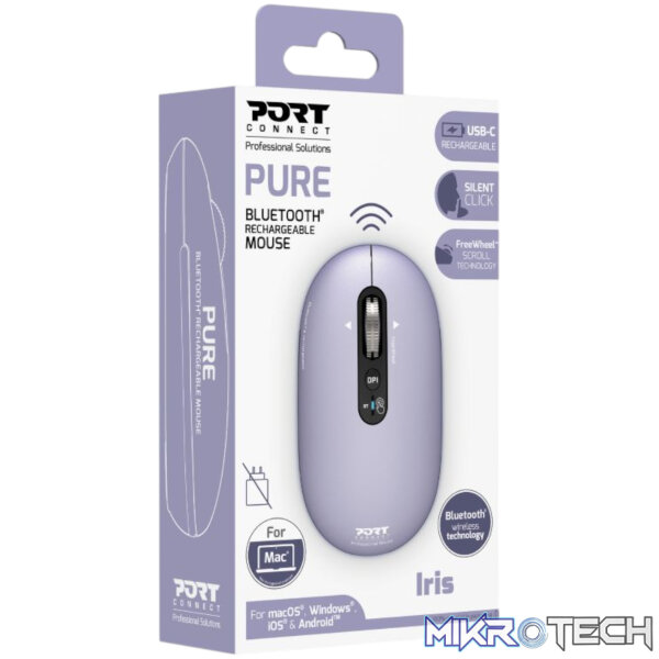 Port Connect PURE MAC Rechargeable Wireless and Bluetooth Mouse - Iris - Image 5
