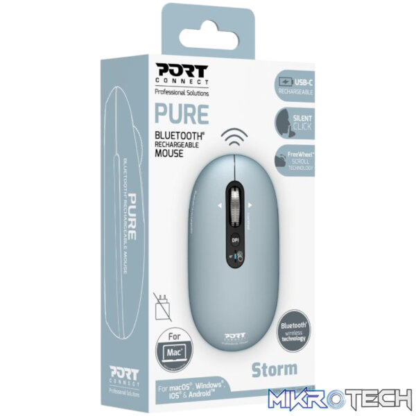 Port Connect PURE MAC Rechargeable Wireless and Bluetooth Mouse - Storm - Image 5