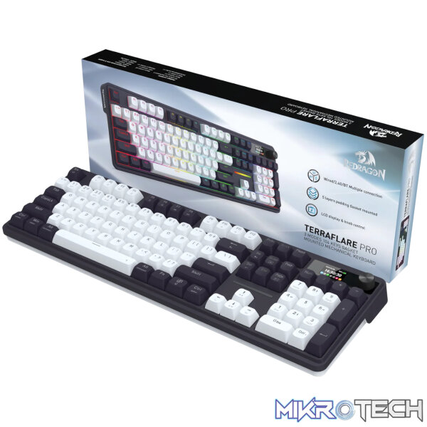 Redragon K762WB-RGB-PRO LCD Full-size Gasket Mechanical Keyboard - Black - Image 5