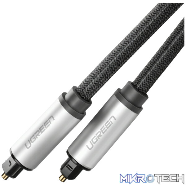 UGreen AV108 Male to Male Toslink Optical Audio Cable 2m–Grey - Image 2