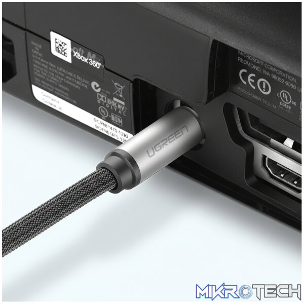 UGreen AV108 Male to Male Toslink Optical Audio Cable 2m–Grey - Image 4