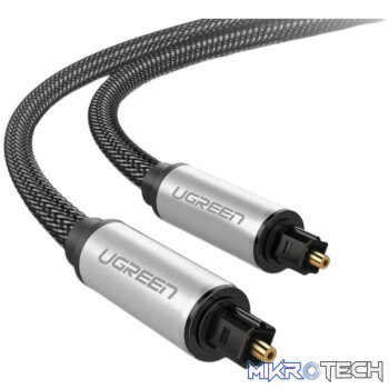 UGreen AV108 Male to Male Toslink Optical Audio Cable 2m–Grey