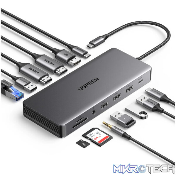 UGreen CM681 Revodok Pro 13-in-1 USB Type-C HDMI and DisplayPort Docking Station - Image 3