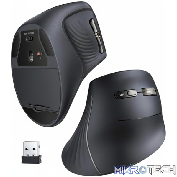 UGreen Multi-Mode Vertical Mouse Bluetooth and 2.4G Wireless–Black - Image 3